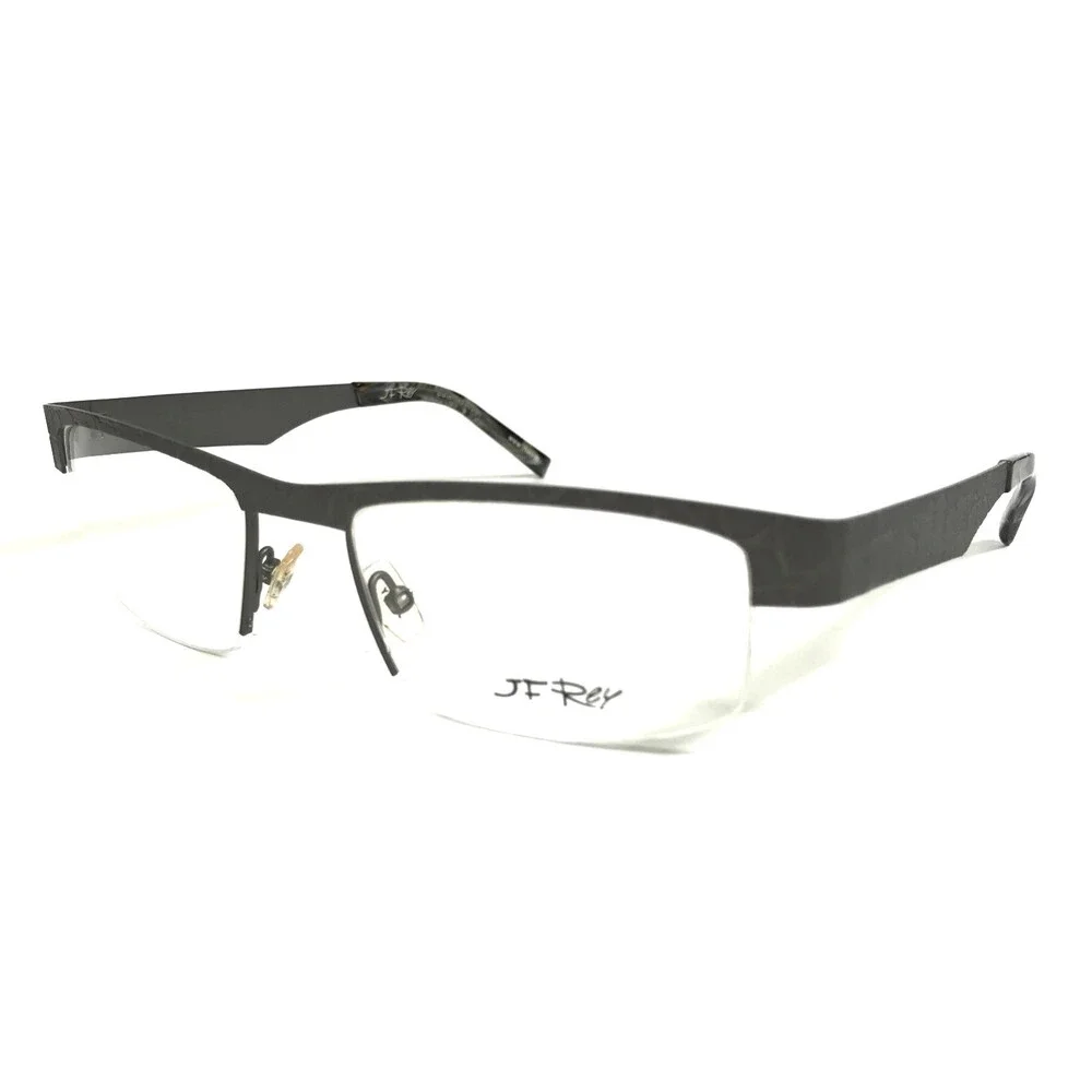 J.F. Rey Eyeglasses Frames JF2601 0505 Silver Ribbed Textured Half Rim 55-18-130